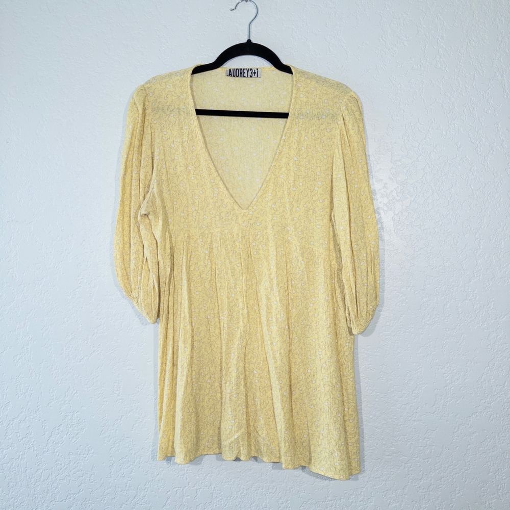 Audrey 3+1 Yellow Floral Slip Mini Dress Size Large